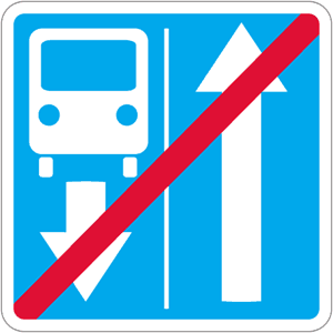 Дорожный знак 5.10.4 Конец дороги с полосой для маршрутных транспортных средств